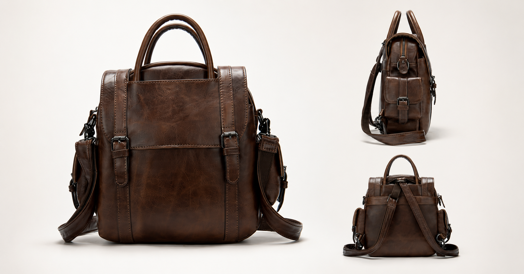 Retro Leder-Rucksack
